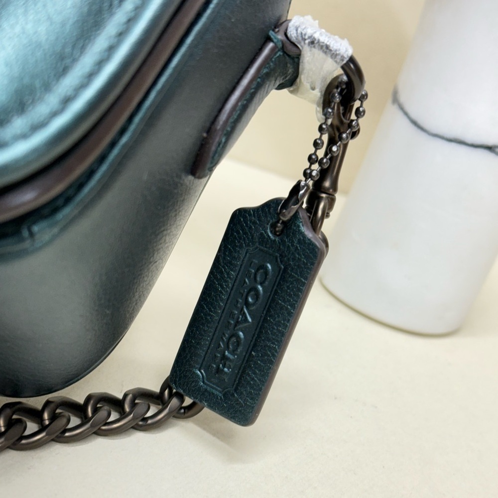(new+tag) Coach Originals Quilties Dinkey Metallic Green Crossbody Bag - Picture 4 of 13